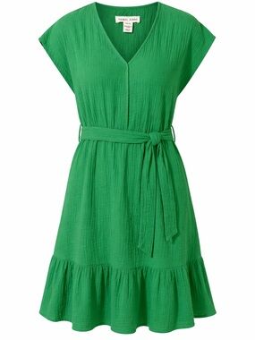 Tribal Jeans Green Belted Dress Medium NWT